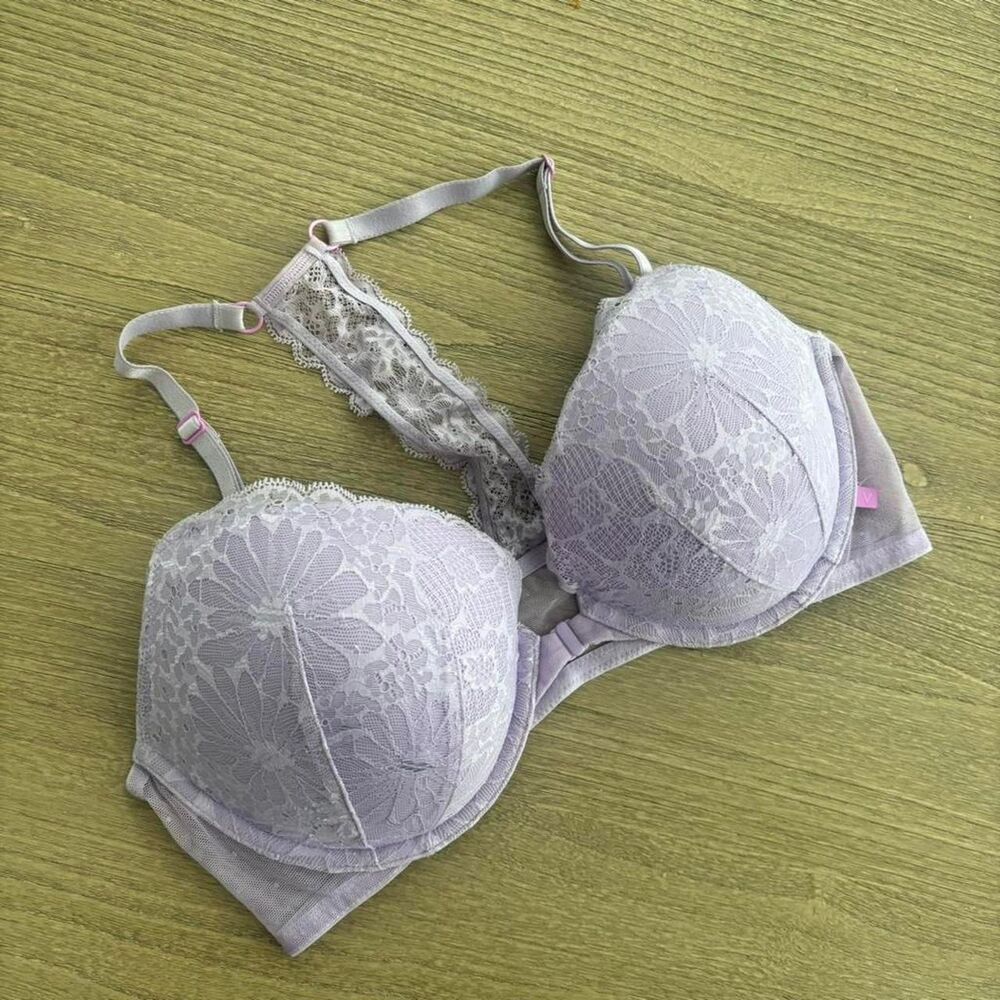 Victoria Secret Lilac Poka Dot Lace Bra 38C